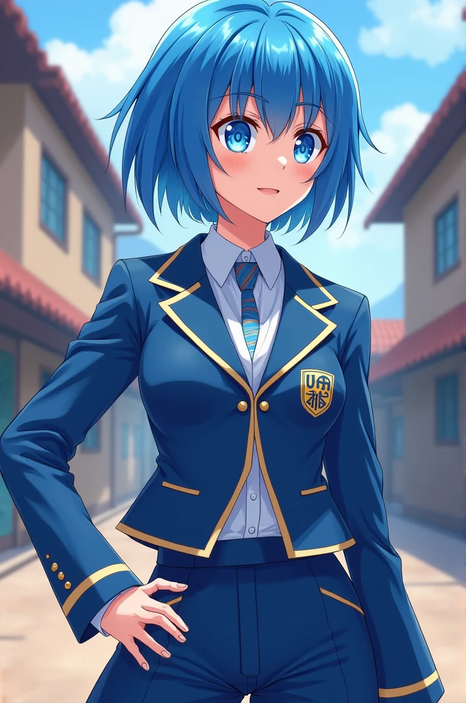 Blue eyes Short blue hair UA Unifor