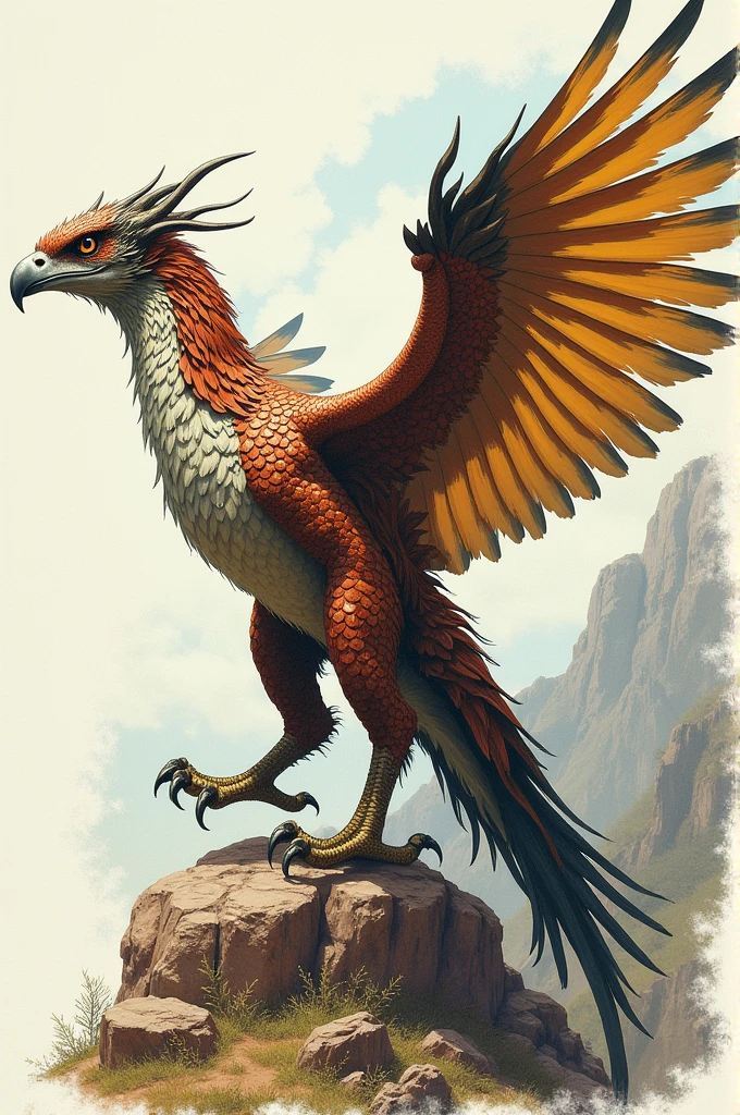 Sketch, eagle half dragon, not scary, have a mascular body