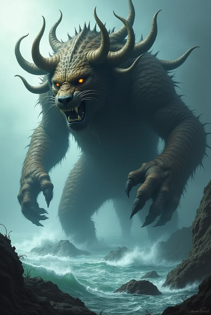 beast that came up out of the sea with ten horns seven heads like a leopard feet of a bear and the mouth of a lion