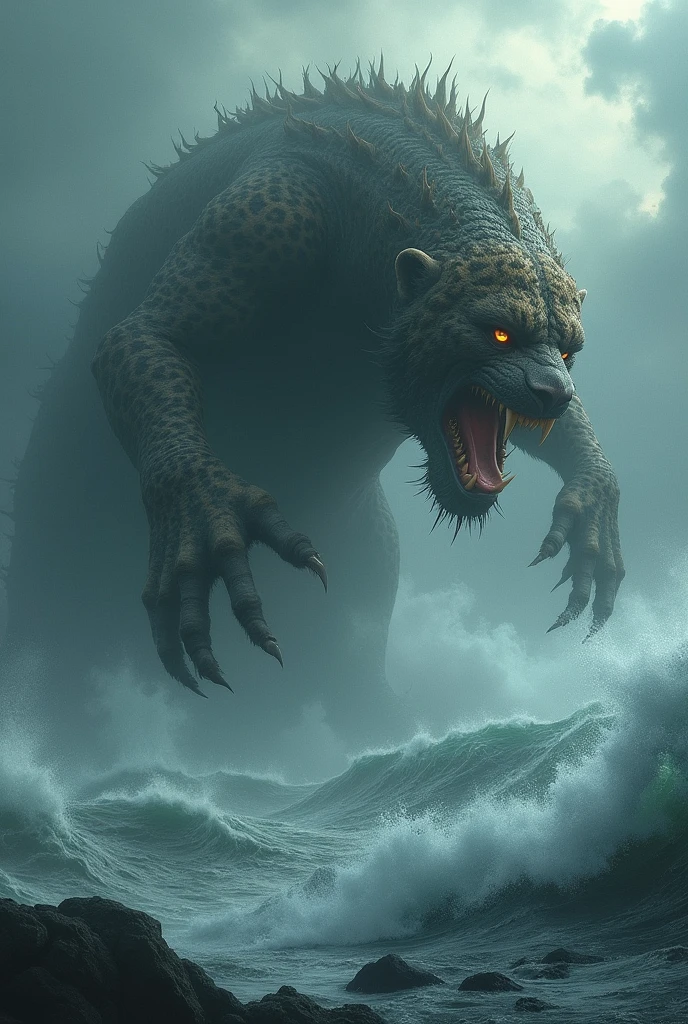  beast that came up out of the sea with seven heads, like a leopard, feet of a bear, and the mouth of a lion 