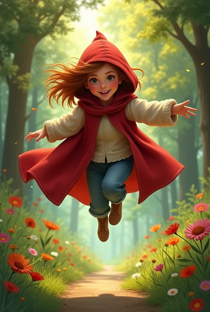 Little Red Riding Hood, young, about , and jumping