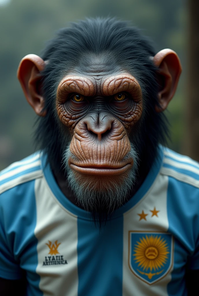 Ceaser from Planet of the Apes, with the Argentina shirt and looking bad 
