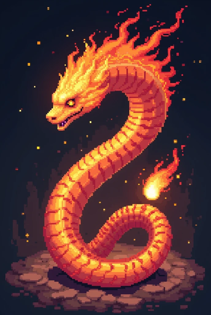 An 8 pixel image of a fire snake