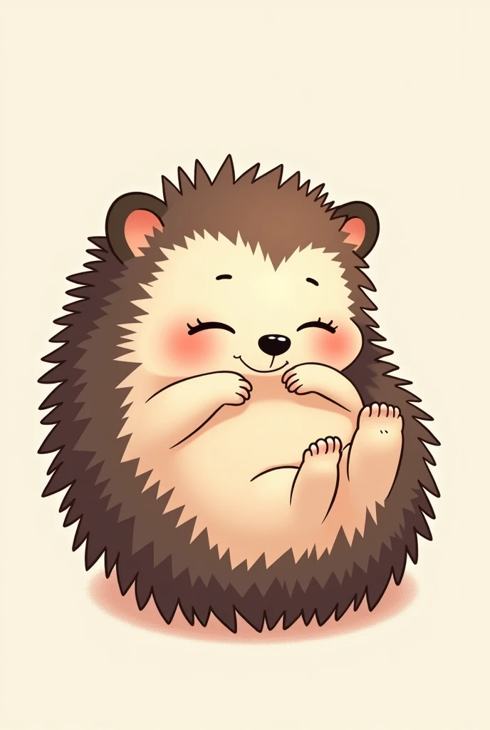 Hérisson sur le dos où l’on voit son ventre de style mignon pour faire en tatouage place sur lavant du genoux