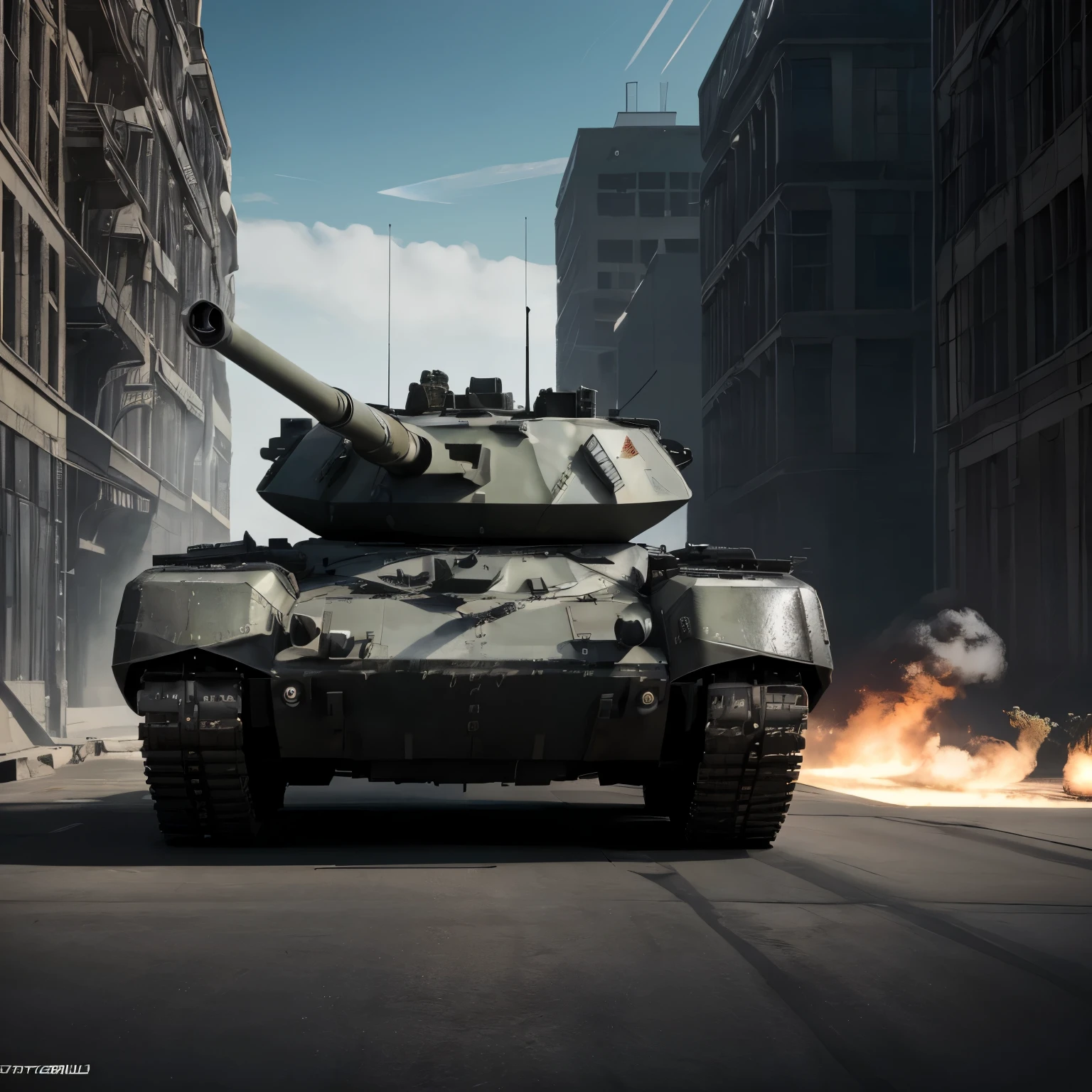 a heavily armored tank, futuristic military vehicle, advanced battle machine, steel armor plating, imposing presence, powerful engine, treads gliding over rugged terrain, turret rotating with precision, cannon barrel gleaming, military-grade technology, complex machinery, cutting-edge weaponry, (best quality,4k,8k,highres,masterpiece:1.2),ultra-detailed,(realistic,photorealistic,photo-realistic:1.37),military science fiction,dramatic lighting,high contrast,cinematic composition