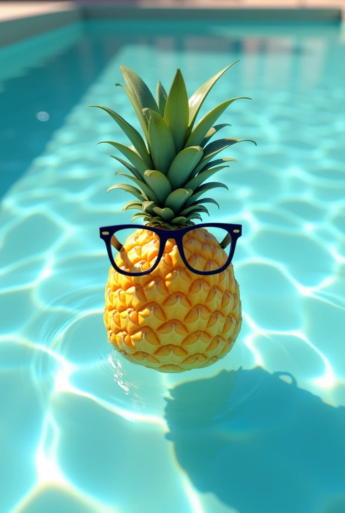 pineapple with glasses in a pool