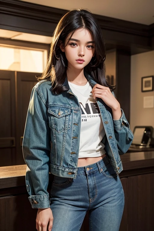 high quality.
young, very attractive. fur: light tan.
hair: black hair, slicked back denim jacket.
Brown eyes mixed with green, seductive look.
Excellent image quality.