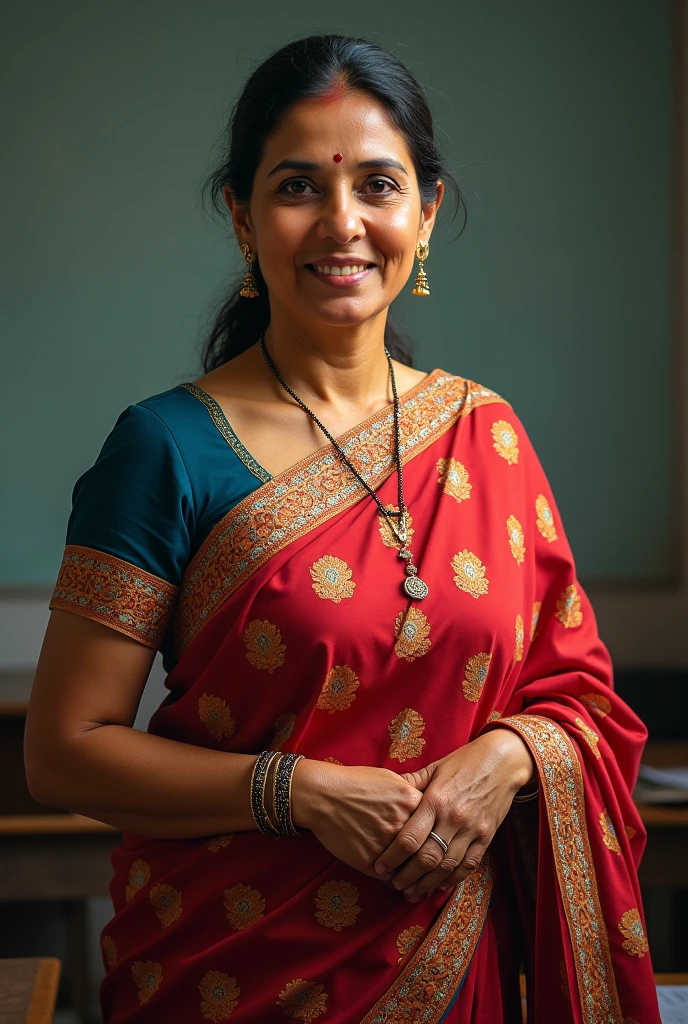Bangladeshi female teacher wearing saree