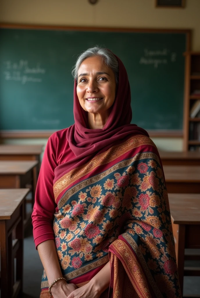 Muslim Bangladeshi female teacher wearing saree 