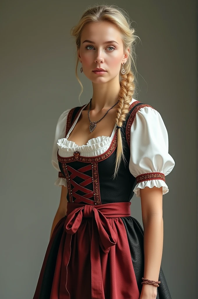 German woman in traditional costume full body without background