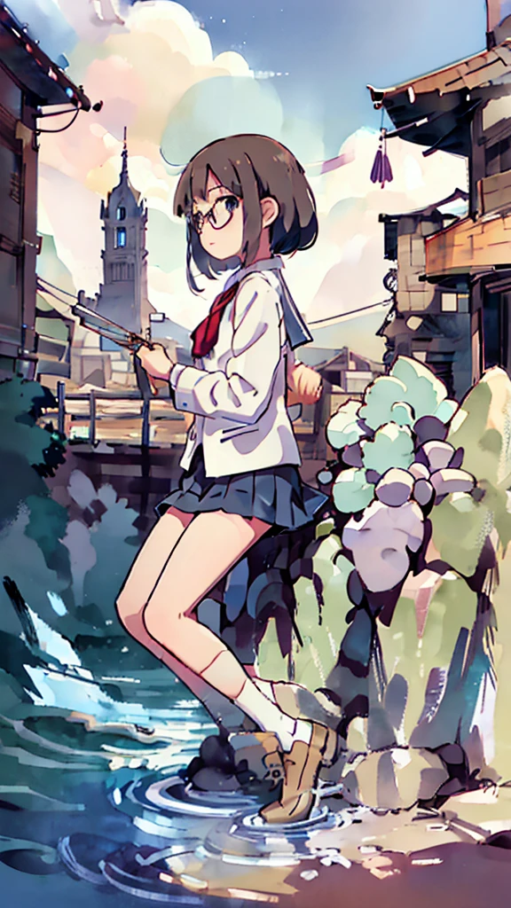 Dazzling Light、Many towers in the distance、Big Moon、metropolis、Tall buildings、Looking up at the stars、water、Midnight、Moon、Blue light、sky、sea、Nsfw、masterpiece, high quality, 4K, HDR,, Stable Diffusion prompt:  schoolgirl with short、brown hair and red-framed glasses, wearing a white blouse and navy skirt, white panties visible, navy socks and brown loafers, in a state of arousal and trembling with sexual climax,simple illustration style, In a nichijou (everyday life) Setting Image generation AI model used: Stable Diffusion (eleet- model)

id: i2