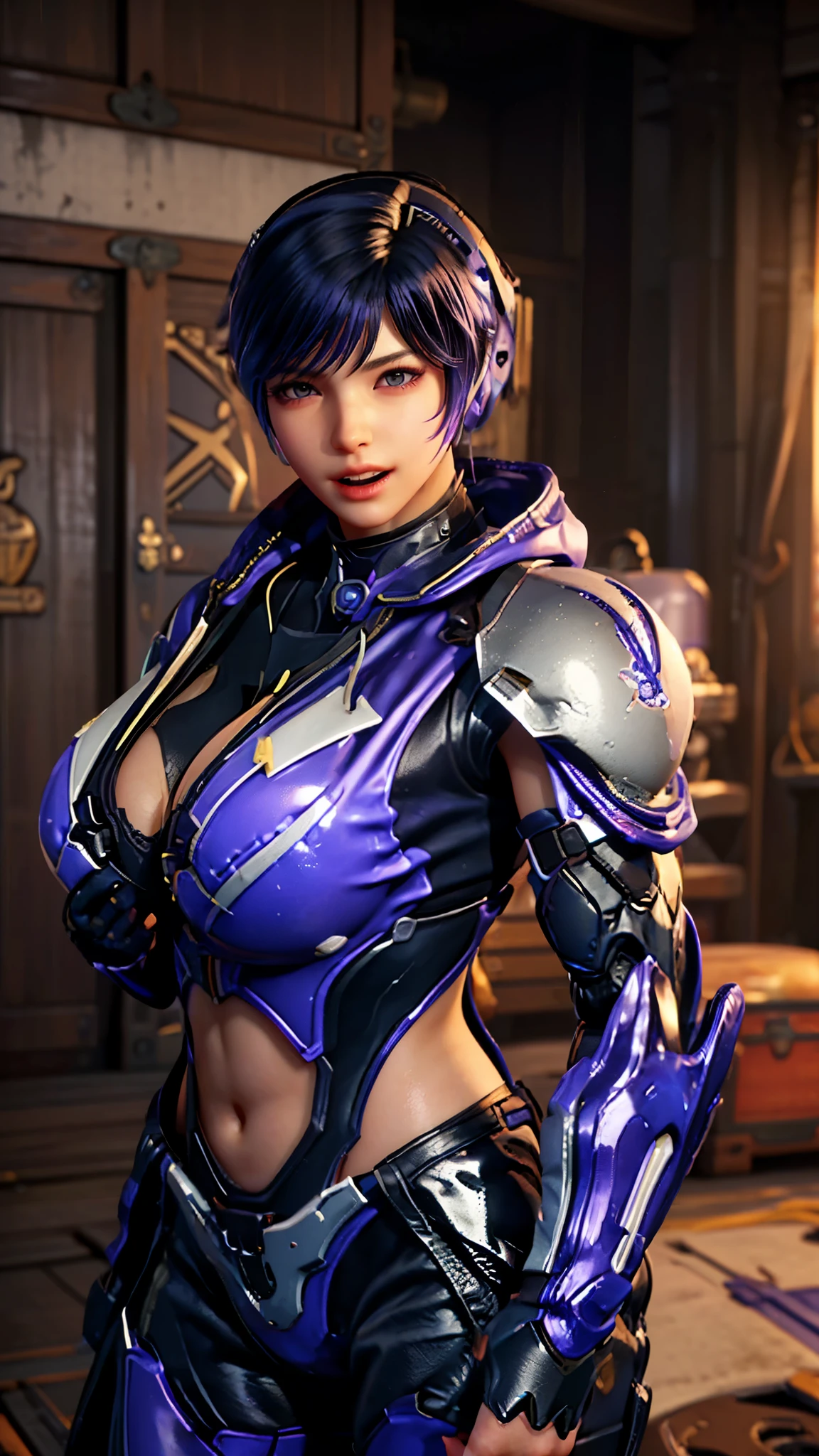 vonnyfelicia, CLOSE UP UPPER BODY,solo, COWBOY SHOT PORTRAIT, perfect fingers, ((HEADSET GAMING HEADPHONE, MULTIPLE COLOR SHORT HAIR:1.4)), (GIGANTIC ROUND BREASTS, K-CUP SIZE BREASTS, SQUEEZE CLEAVAGE TOP, 11 LINE ABS:1.5), (TIGHT purple FUTURISTIC HUMANOID MECHA OVERWATCH ARMOR:1.5), (MUSCULAR BODY SHAPE:1.5), (CLEAN GLOSSY BODYSKIN:1.5), (LOOKING AT VIEWER:1.6), (BACKGROUND FUTURISTIC SPACE STATION:1), (Photorealsitic:1.5), (Ultra-detail), (TOP-QUALITY), (BEST SHADOWS), BRIGHT LIGHT IN ROOM, HYPER TEXTURE, (4X MSAA), ((UNREAL ENGINE 5 RENDER)), (NEON), PHYSICALLY-BASED RENDERING, ULTRA HIGHT DEFINITION, 16K, 1080P.