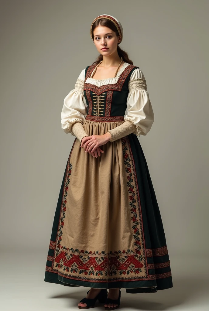 German woman in traditional costume full body without animated background