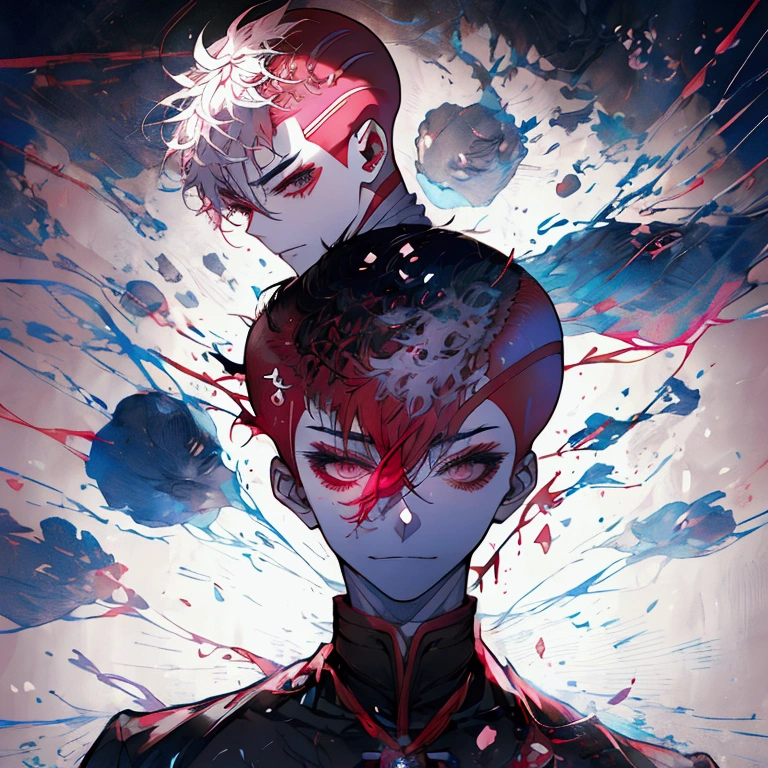 anime - style image of a man 、red髪(shaved head:1.5)Anime Boy、 Male Anime Characters、 nobutaka ike, Handsome men from Demon Slayer, trigger anime art style, Key Anime Art, ((red)) Swollen eyes, Anime Shōnen, tanjiro kamado, tsurumaki kazuya, makoto kano, ken kaneki, kaneki ken, portrait Gap Moe Yandere grimdark, Gap Moe Yandere grimdark, nagito komaeda, Gap Moe Yandere, evil devious male、mad Men, kaworu nagisa、main character