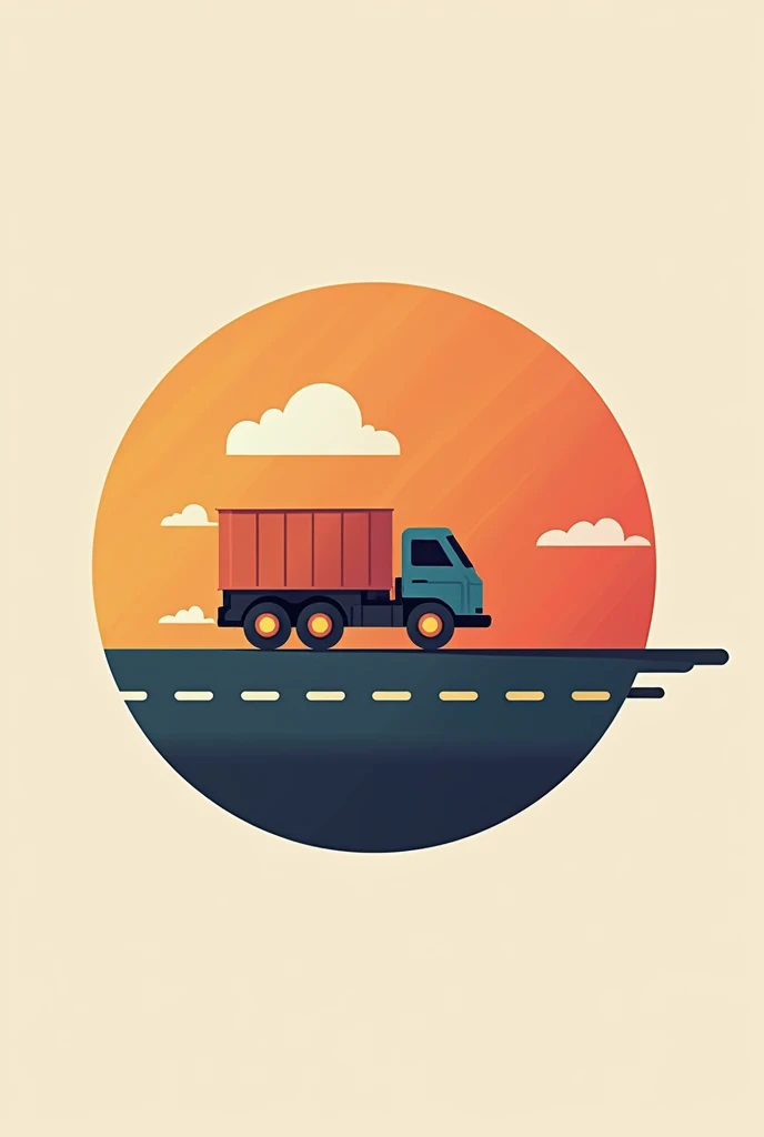 Create an illustration of a logo in a circular shape with the following: a square, transporter, pencil