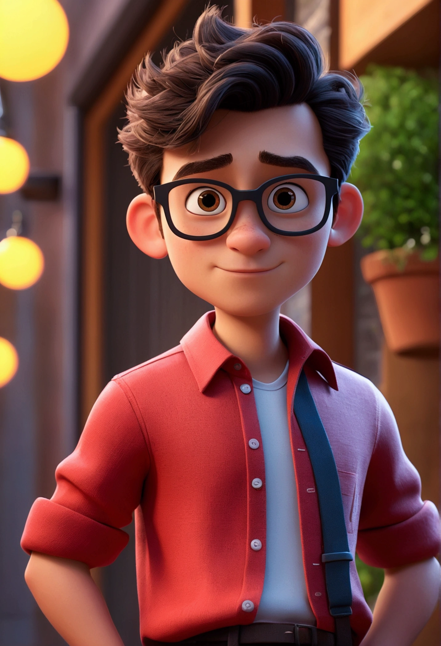 cartoon character de um homem com óculos vermelhos e camisa vermelha, animation character, stylized character, animation style rendering, 3d stylized, Arnold Maya rendering, Stylized 3D rendering, toon render screenshot, 3d character, 3d character, Stylized 3D rendering, 3D character rendering, cartoon character, Character up close, character pose, (Pixar-style) (master part:1.2) (bokeh) (best qualityer) (skin detailed) (detailed texture) (8k) (Argilla) (cinematic lighting) (sharp focus)