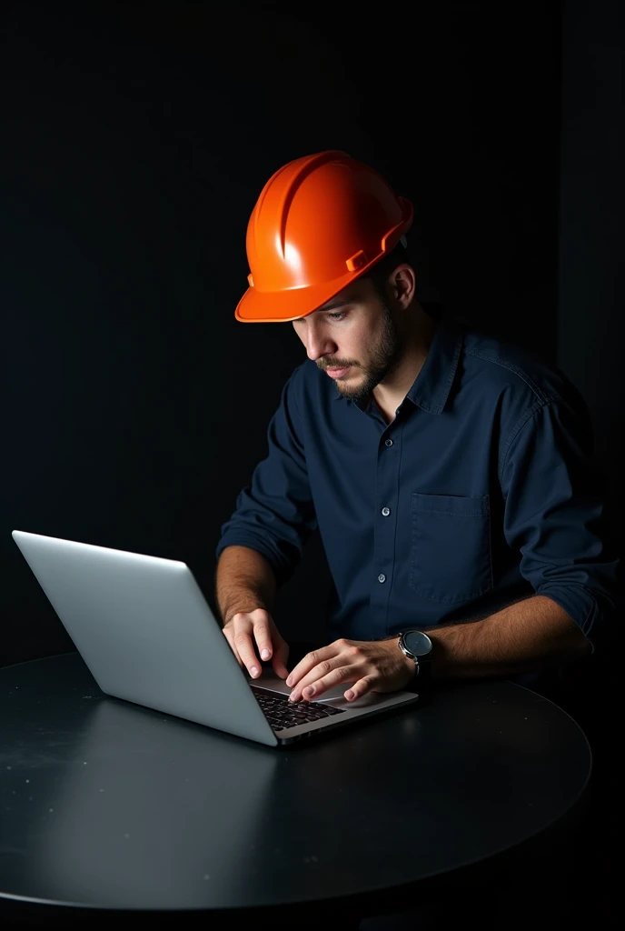 image with black background of technician doing maintenance on notebook

