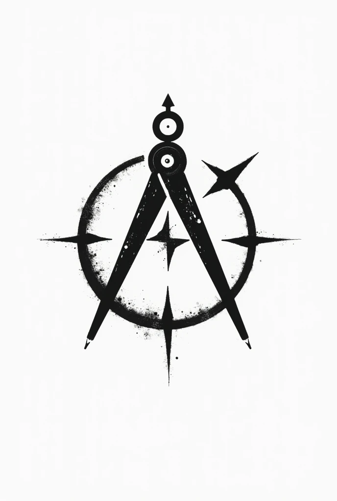 Create a formal logo that represents the technical drawing area with the following: : a compass, a set square and a pencil