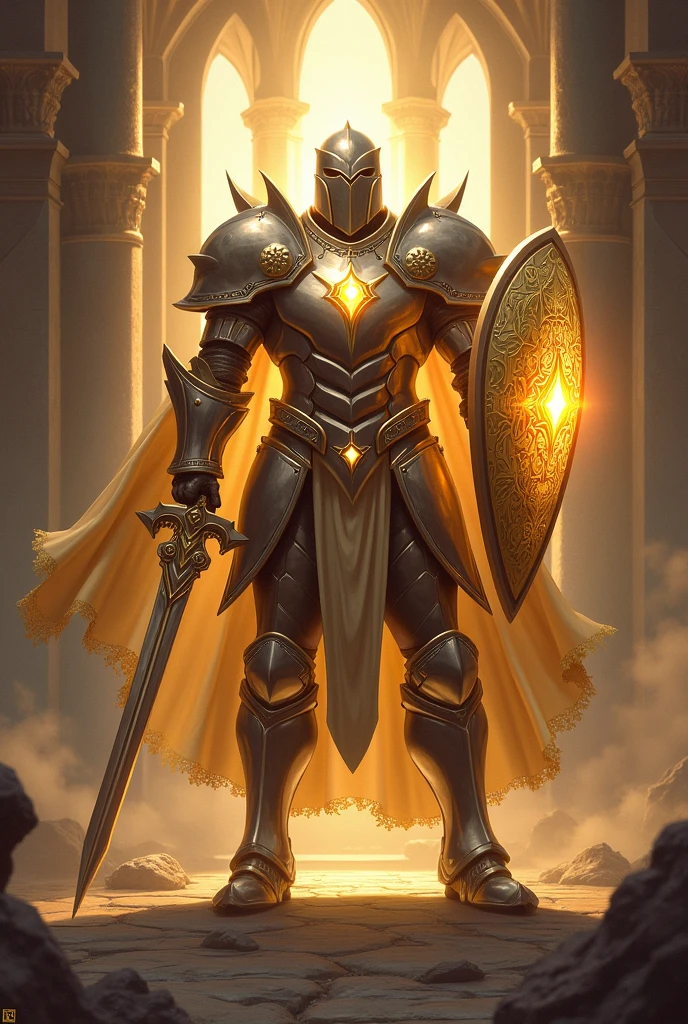 Make a beefy paladin, that carries the light in its shield, but a jewel in his chest and on his sword