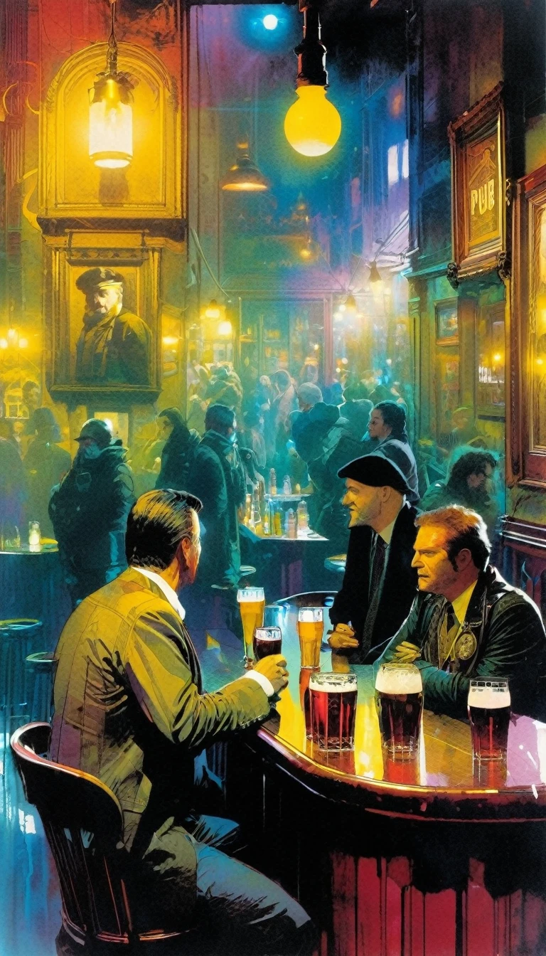 the pub, art inspired by Bill Sienkiewicz 