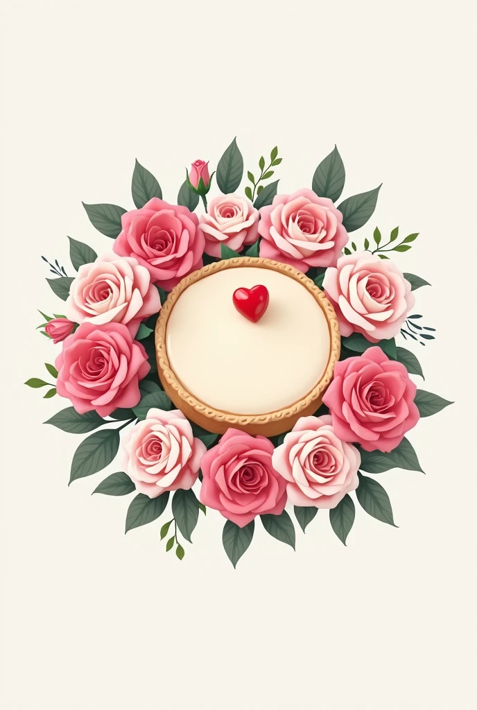 A logo for my bakery, with all roses, If possible, the main image should be a simple cake or pie, how beautiful!