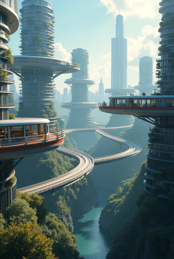 Create an interconnected rail system to hover over a city