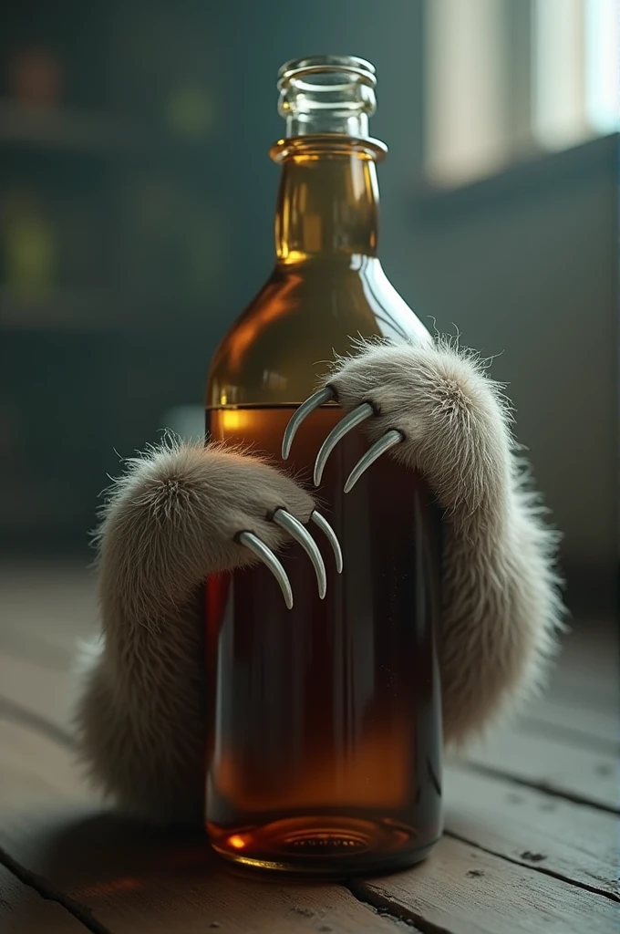 Sloth paw holding a bottle