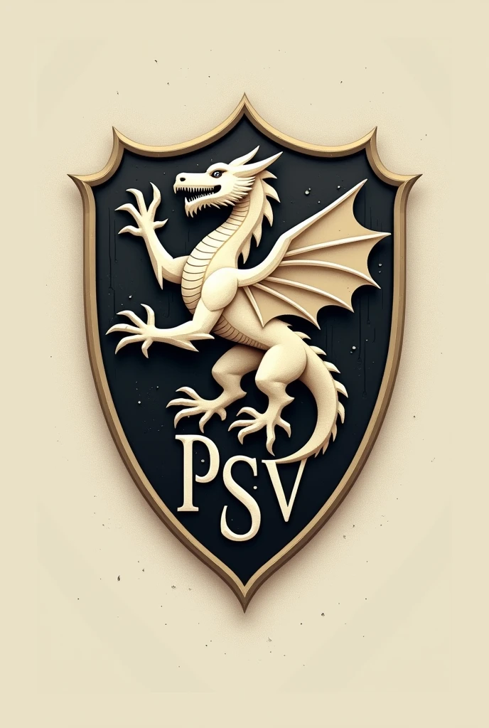 A shield with a dragon in beige and black colors and the acronym PSV and a little more modern