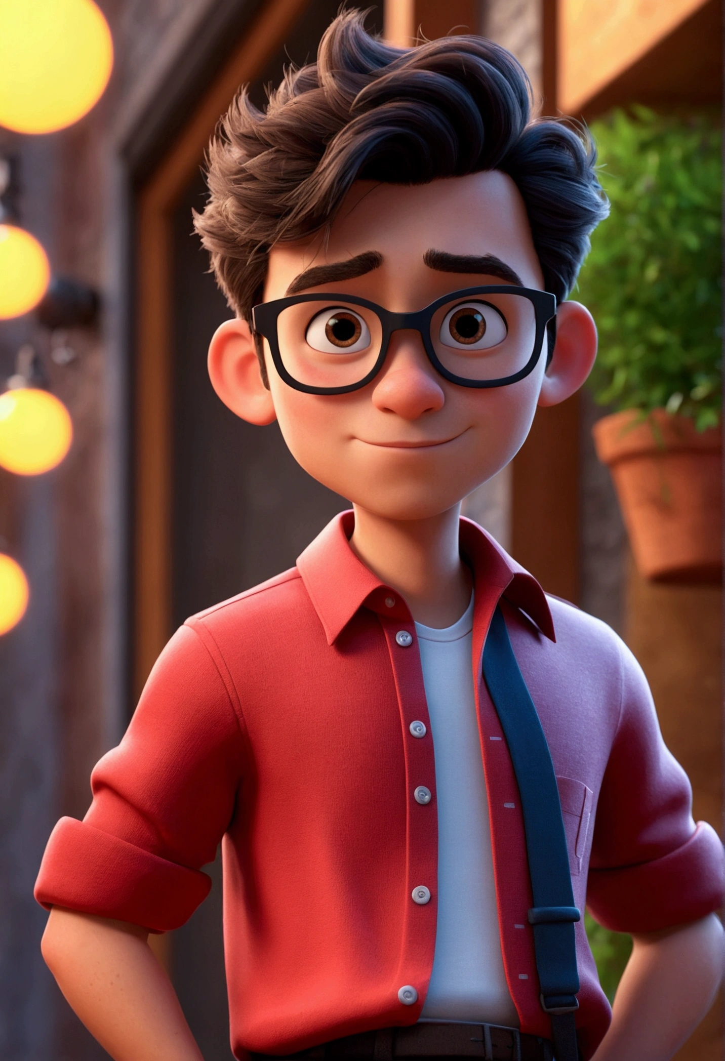cartoon character de um homem de 40 anos, red shirt and toast in the left ear, animation character, stylized character, animation style rendering, 3d stylized, Arnold Maya rendering, Stylized 3D rendering, toon render screenshot, 3d character, 3d character, Stylized 3D rendering, 3D character rendering, cartoon character, Character up close, character pose, (Pixar-style) (master part:1.2) (bokeh) (best qualityer) (skin detailed) (detailed texture) (8k) (Argilla) (cinematic lighting) (sharp focus)