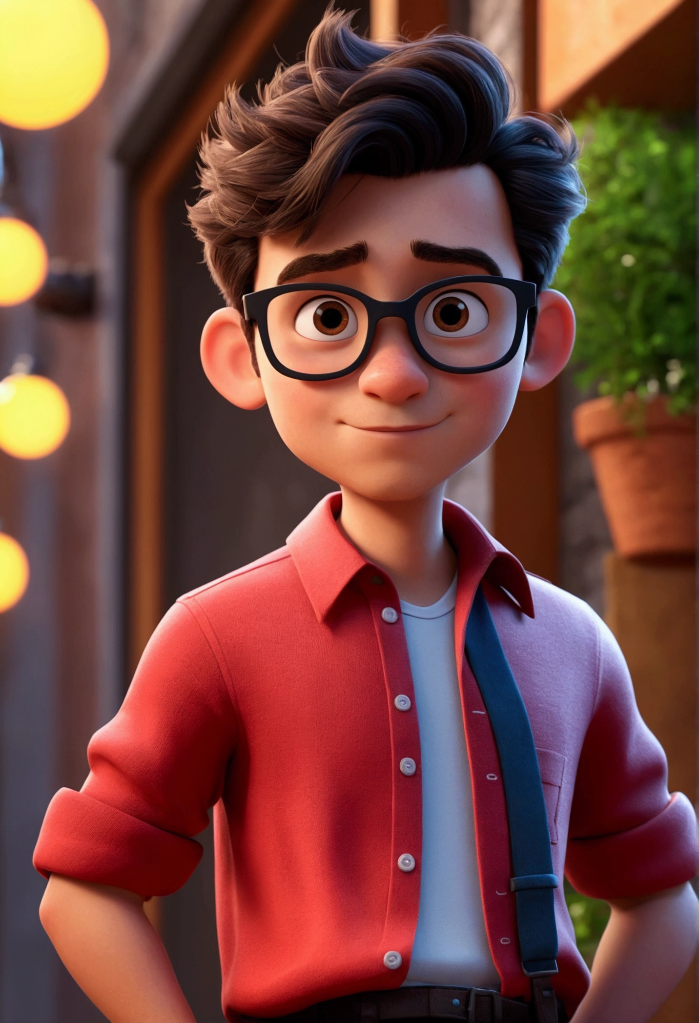 cartoon character de um homem de 40 anos, red shirt and toast in the left ear, animation character, stylized character, animation style rendering, 3d stylized, Arnold Maya rendering, Stylized 3D rendering, toon render screenshot, 3d character, 3d character, Stylized 3D rendering, 3D character rendering, cartoon character, Character up close, character pose, (Pixar-style) (master part:1.2) (bokeh) (best qualityer) (skin detailed) (detailed texture) (8k) (Argilla) (cinematic lighting) (sharp focus)