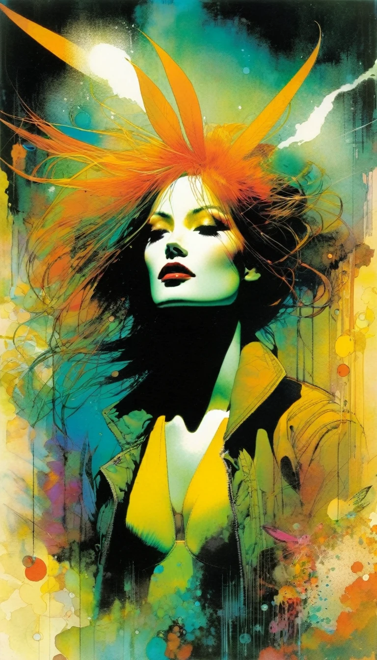 summer, art inspired by Bill Sienkiewicz and Dave Mckean.