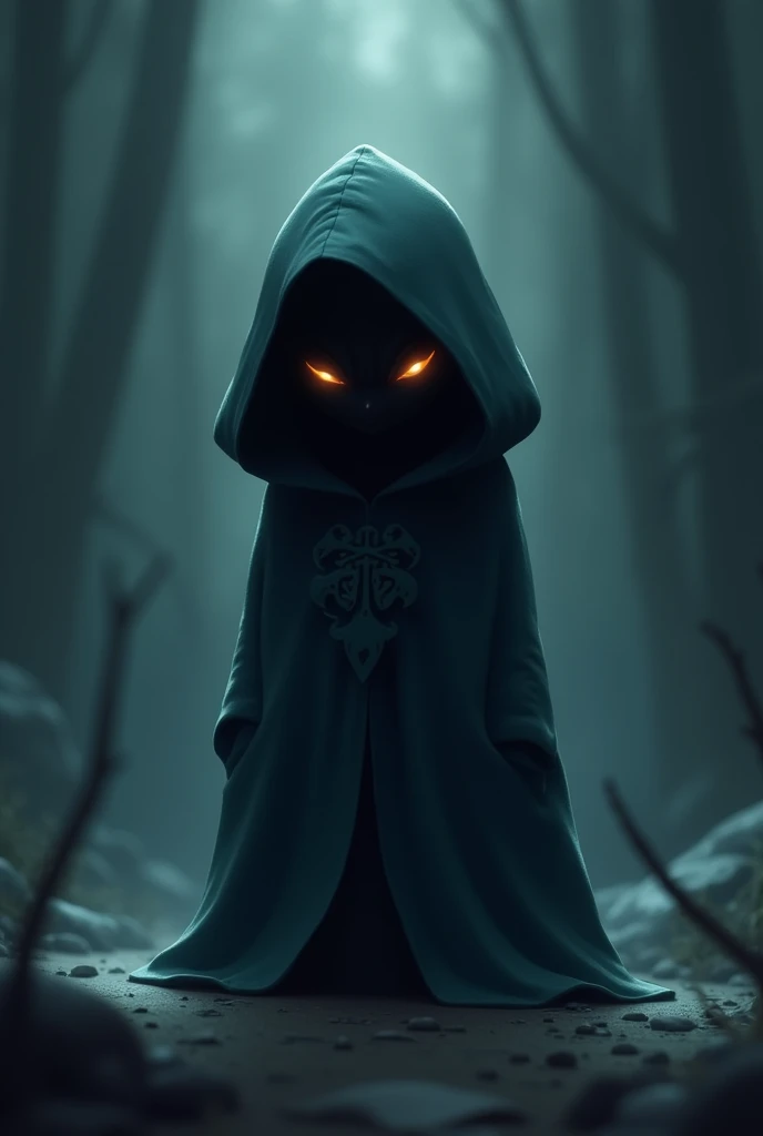 create a simple mysterious character in cartoon style