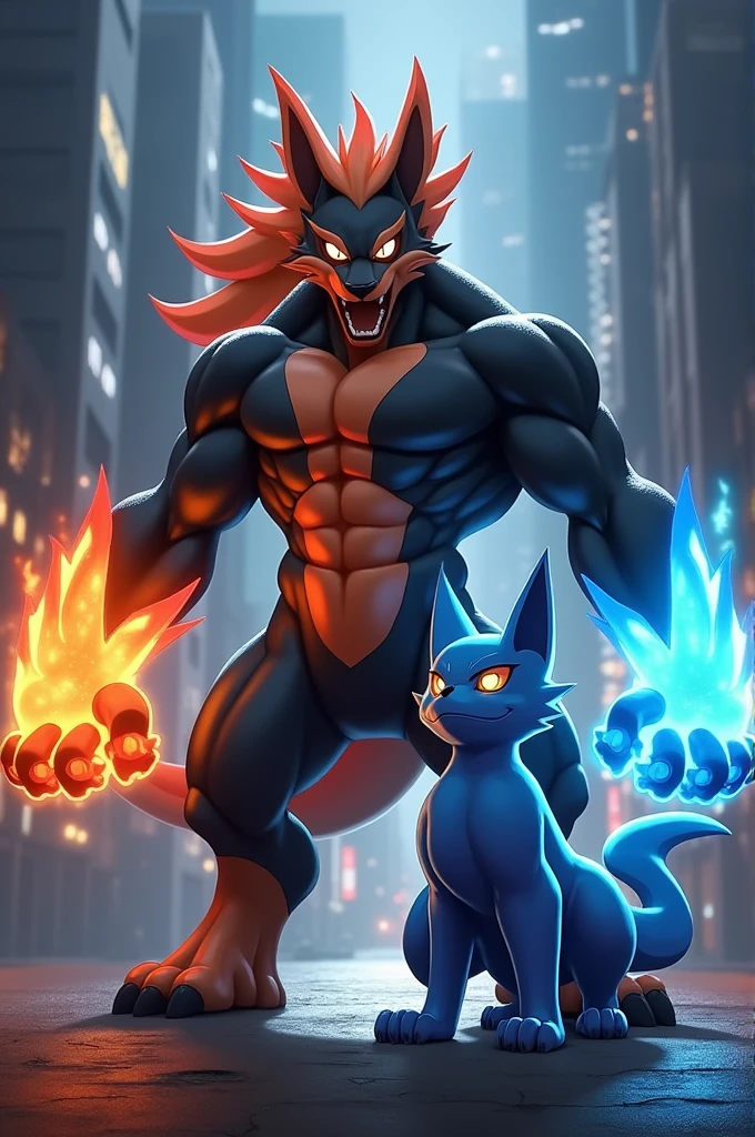 Incineroar shiny junto a lucario shiny