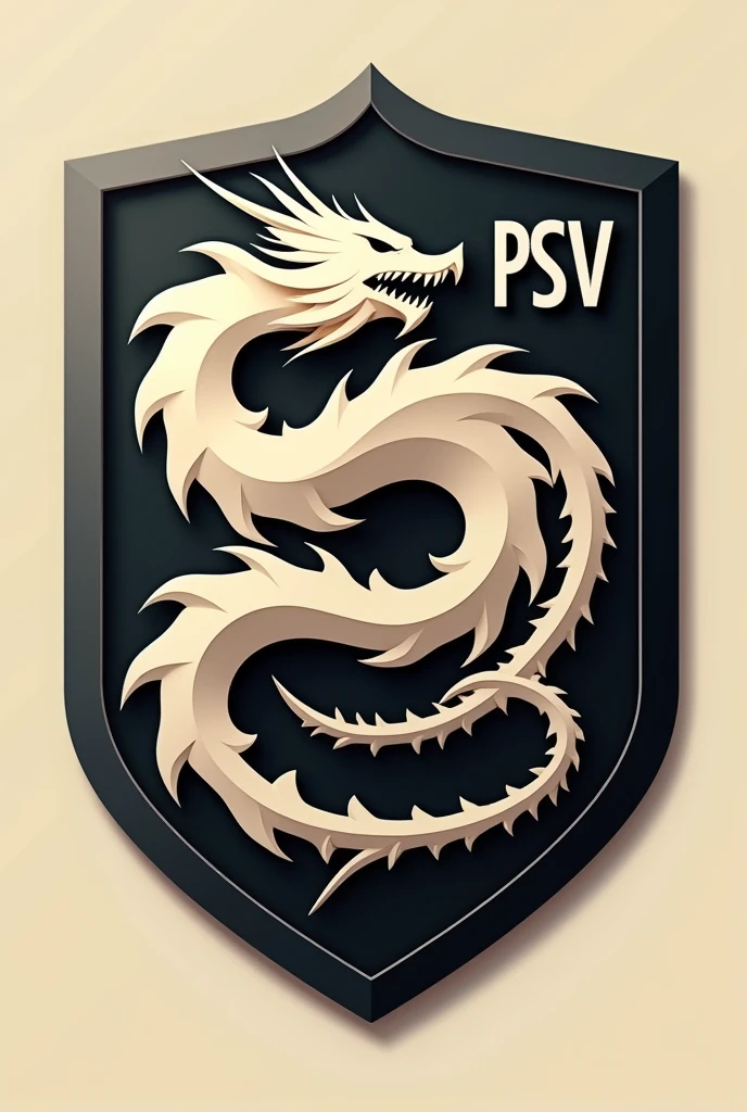 A shield with a dragon in beige and black colors and with the acronym PSV and a little more modern ,much more modern