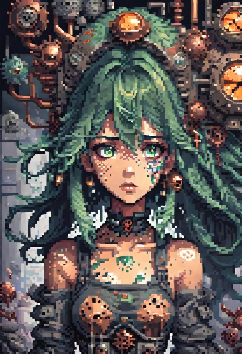 Pixel art personification of virus, best qualityer, work of art, High details, ultra intricate detailed