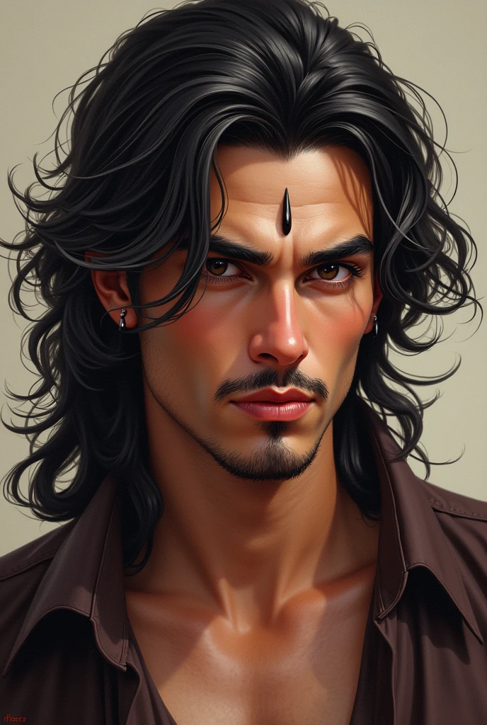 A handsome Arab man, detailed fashion hairstyle, squinting at the audience, pouting and laughing, digital sketch, (best quality,4k,8k,highres,masterpiece:1.2),ultra-detailed,(realistic,photorealistic,photo-realistic:1.37),extremely detailed eyes and face, longeyelashes, detailed facial features, large breasts with cleavage, devil's tail, two pointed bumps on the forehead, cinematic lighting, vibrant colors, digital painting, concept art