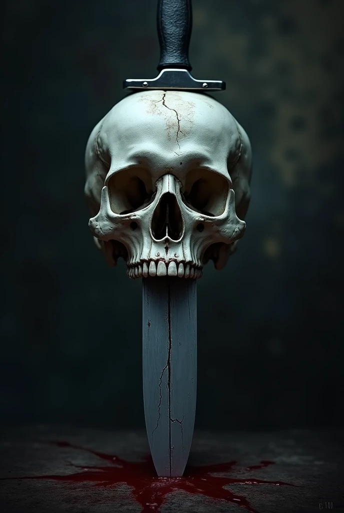 Skull with knife