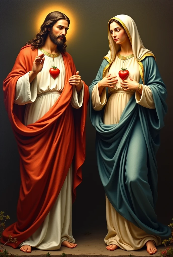 Sacred Heart of Jesus and Immaculate Heart of Mary side by side