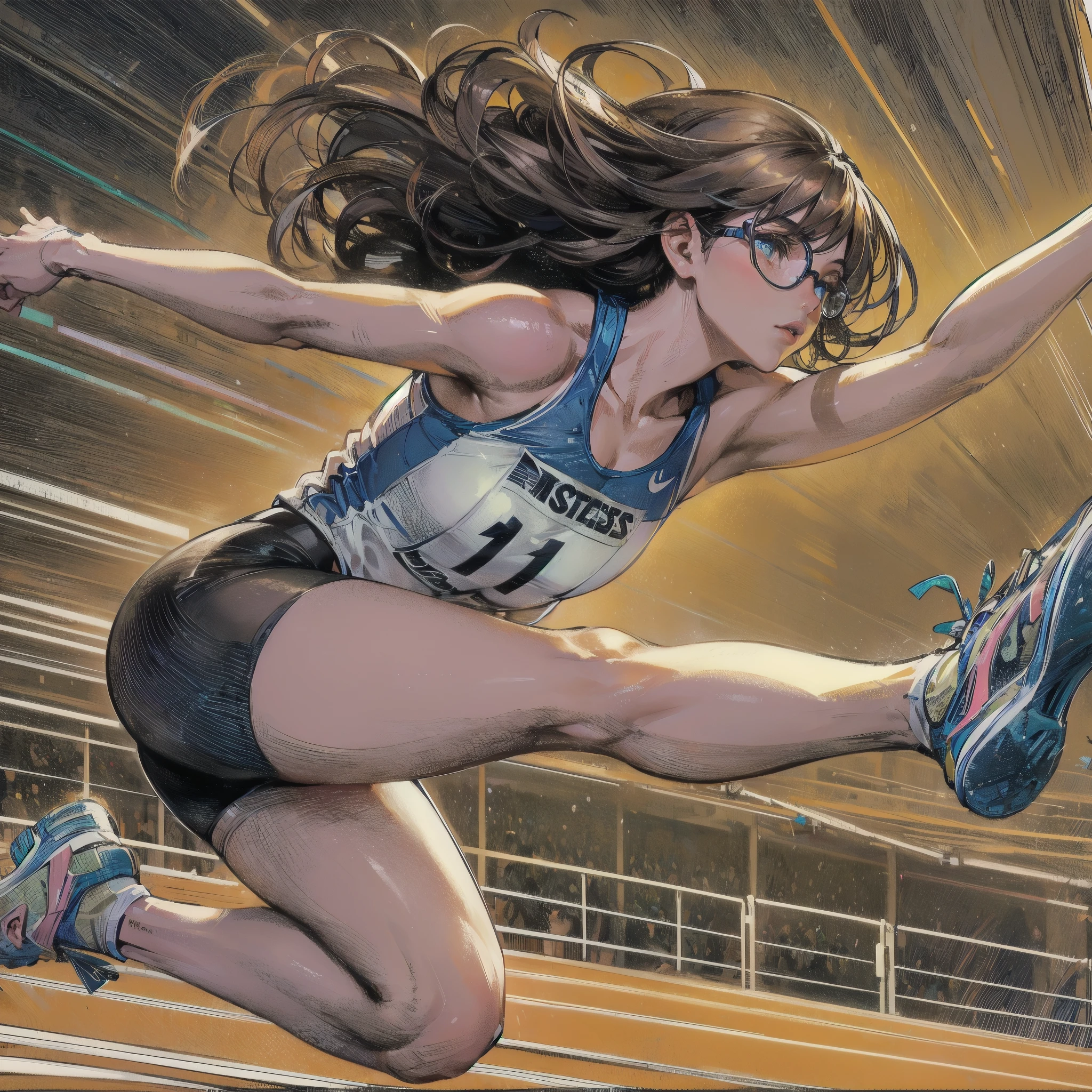 masterpiece, (textured skin), best quality, gorgeous beautiful girl, (a female cycling athlete), detailed clothes,large breasts,narrow waist,, (beautiful face), cinematic lighting, (at cycling venue ),
