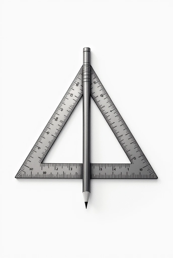 Create a formal logo that represents the technical drawing area with the following: : an angle protractor , a square ruler and a not so realistic professional pencil , more than one company 