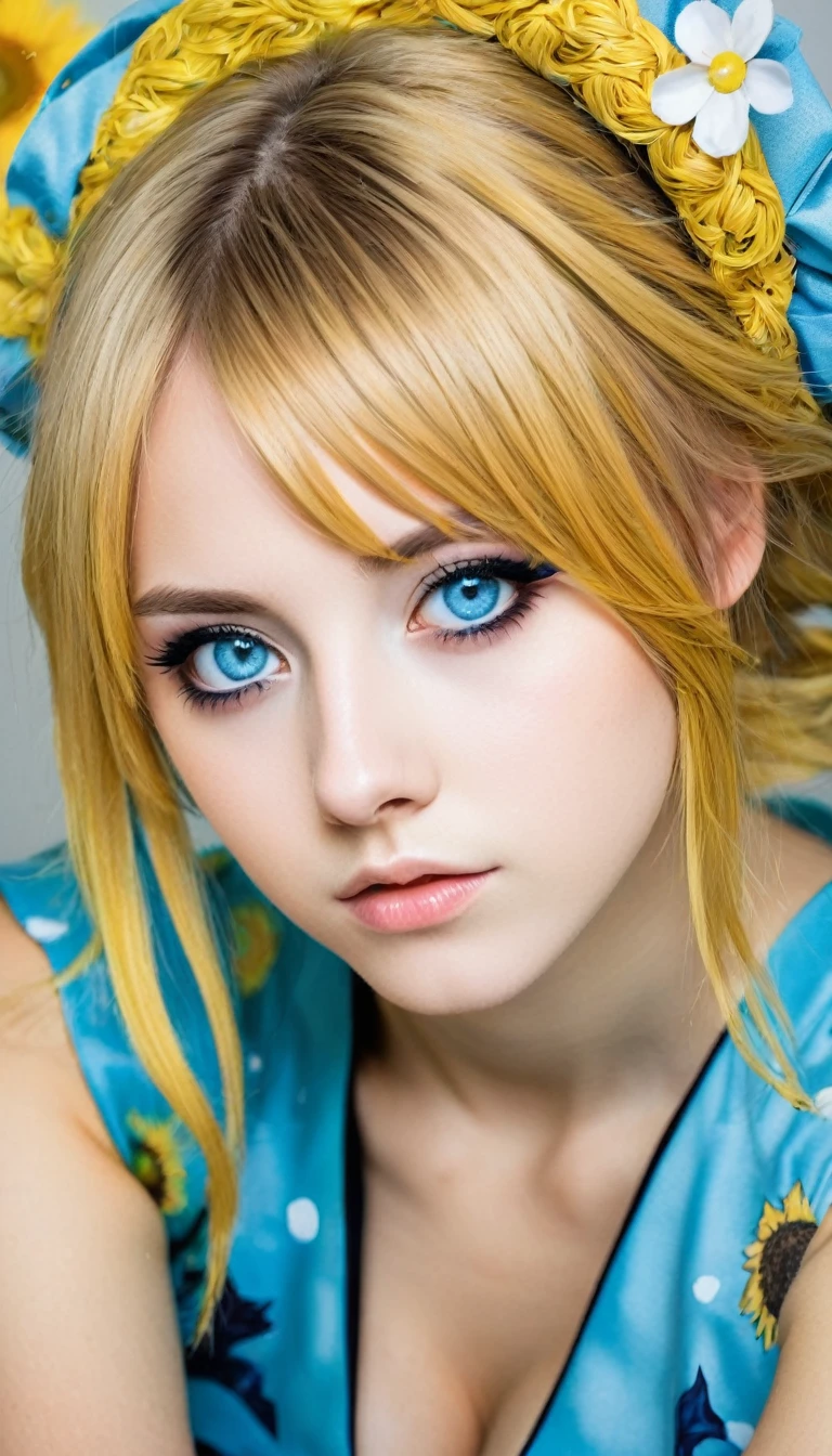 2 german -girls cosplaying manga girls, manga like eyes, van gogh style picture