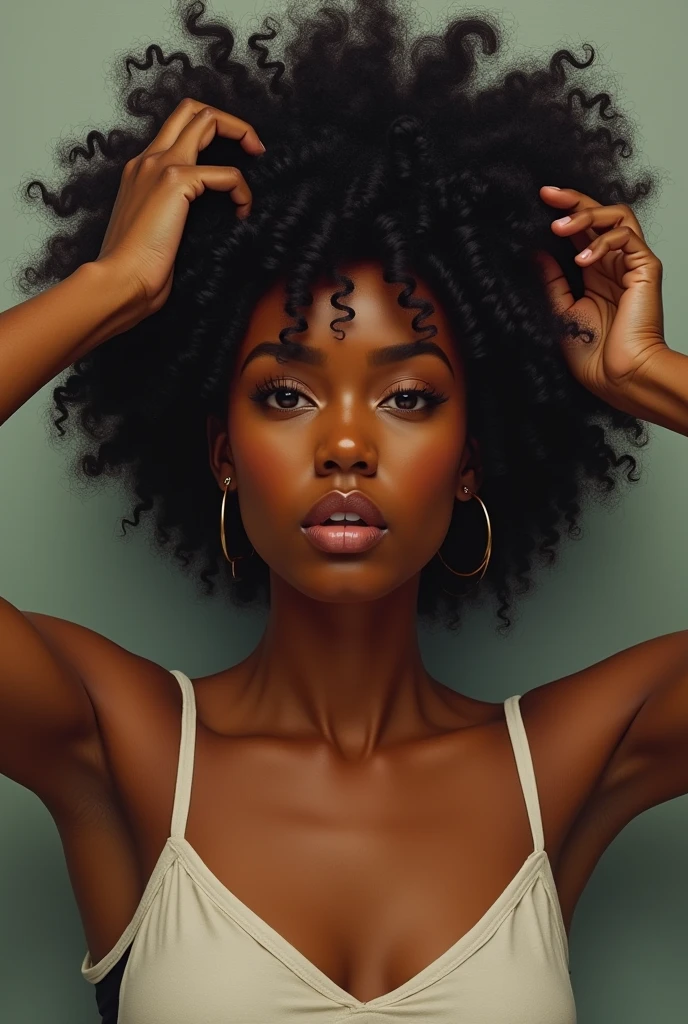 A picture I can draw that screams "black womanhood" . She should be struggling to comb her 4c
 hair 