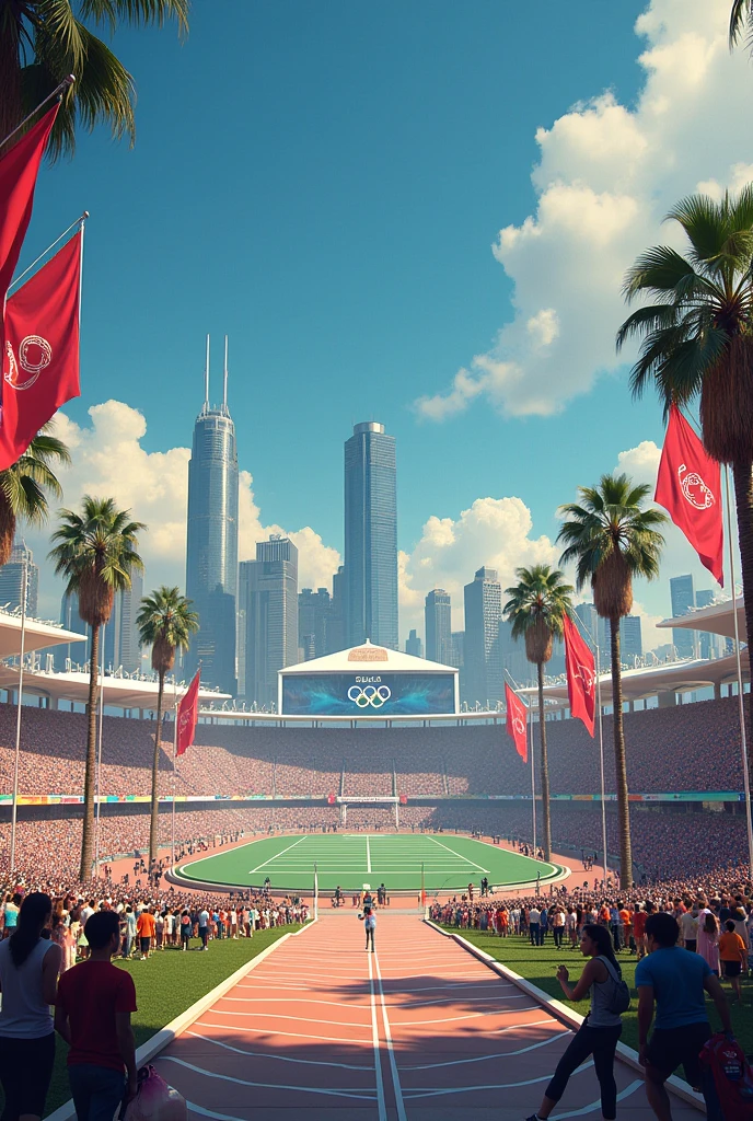 Create a background themed around the 1984 Los Angeles Olympics