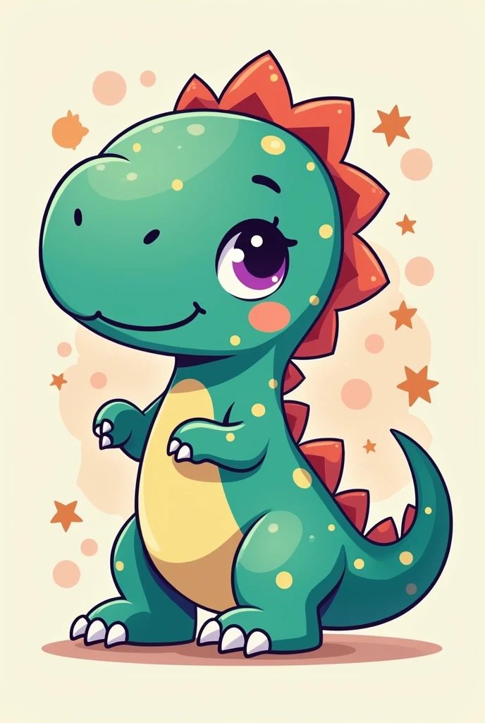 Cute kawaii green and cyan dinosaur girl with purple eyes with reference to file icon .rar