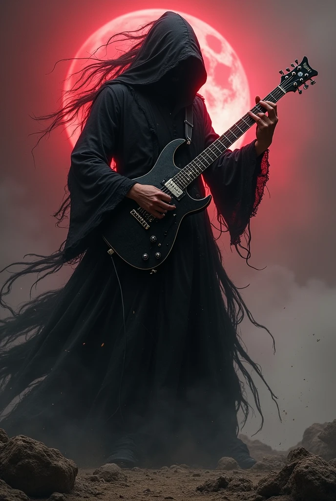 Make a black rock guitar playing bard, but his song raises the dead, and he has a voice in his back