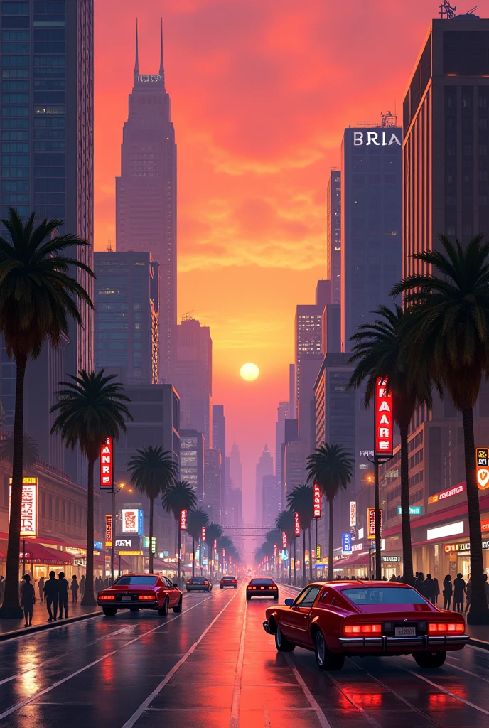 Make a background that has the theme of Los Angeles in 1984
