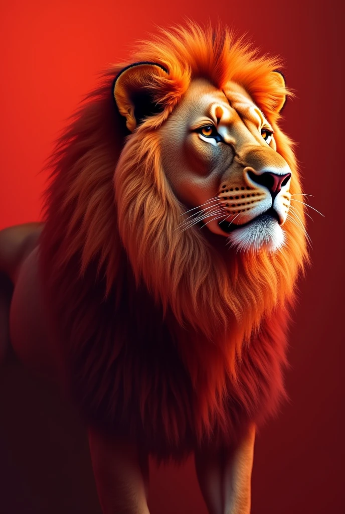 Red lion with a gradient mane