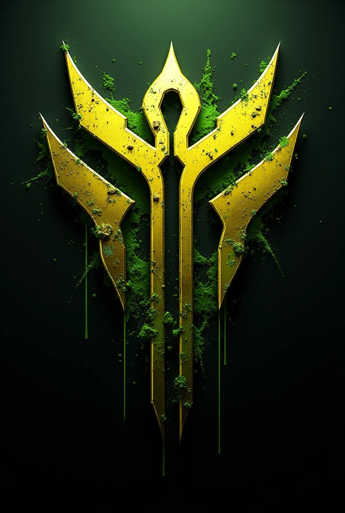 Helldivers logo in yellow metal with green alien blood