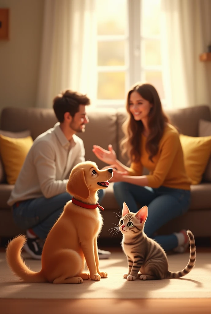 A dog and a cat being adopted