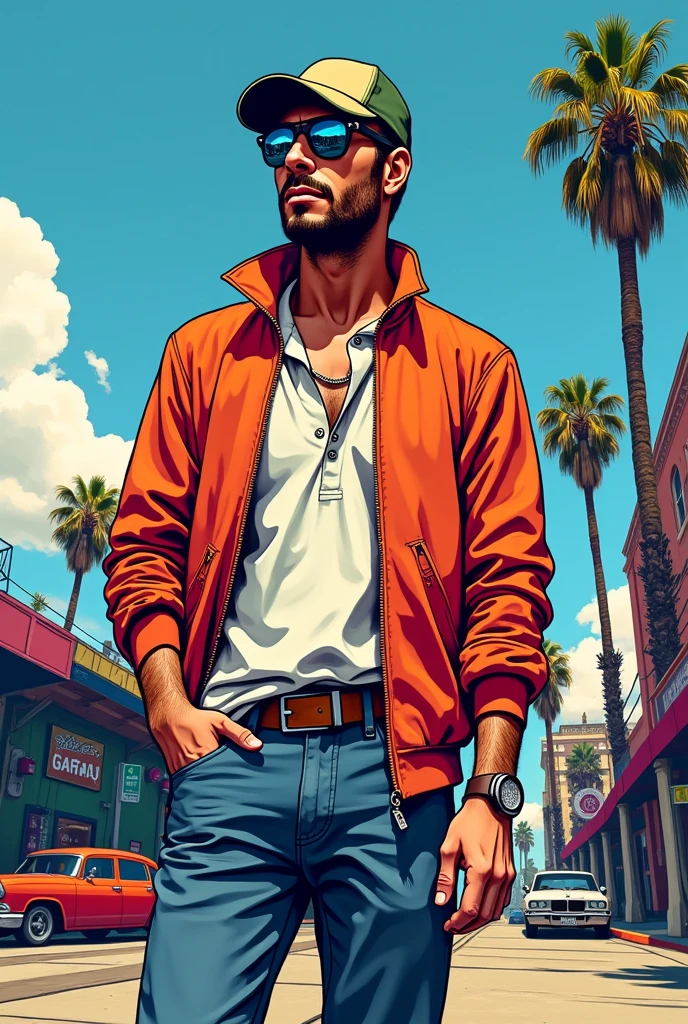 SUBJECT, GTA 5 style illustration, cartoon, colorful drawing, vivid colors favela